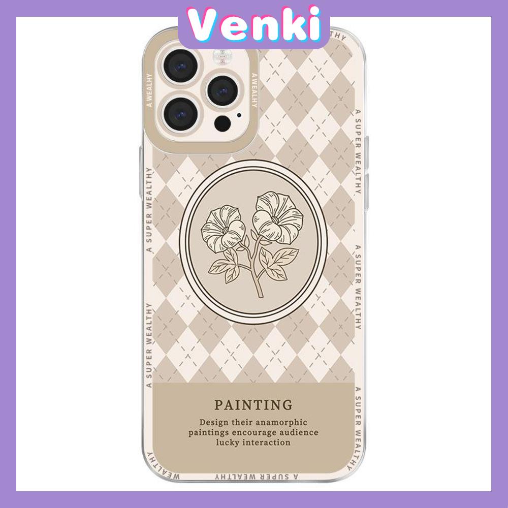 iPhone Case Silicone Soft Case TPU Clear Case Angel Eye Protection Camera Shockproof Brown Checkered Flower For iPhone 13 Pro Max iPhone 12 Pro Max iPhone 11 iPhone 7 Plus