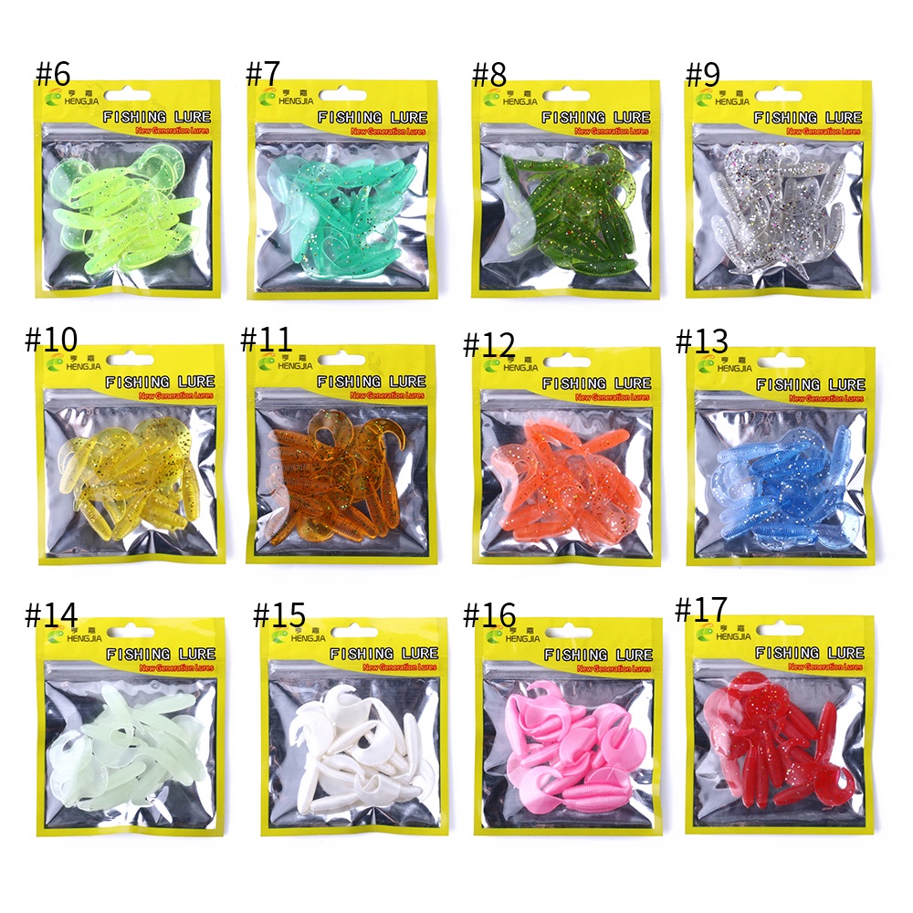 Hengjia 120PCS Umpan Pancing Softlure Bentuk Cacing Imitasi 12 Warna 6.5CM / 2G Dengan Ekor Flexible