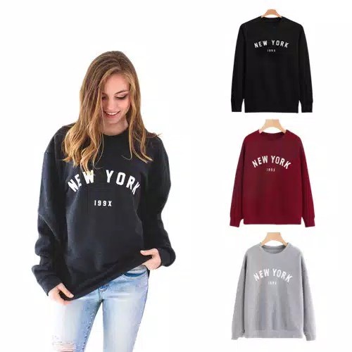 CentCentStore Sweater Wanita NewYork 199x Long Sleeve