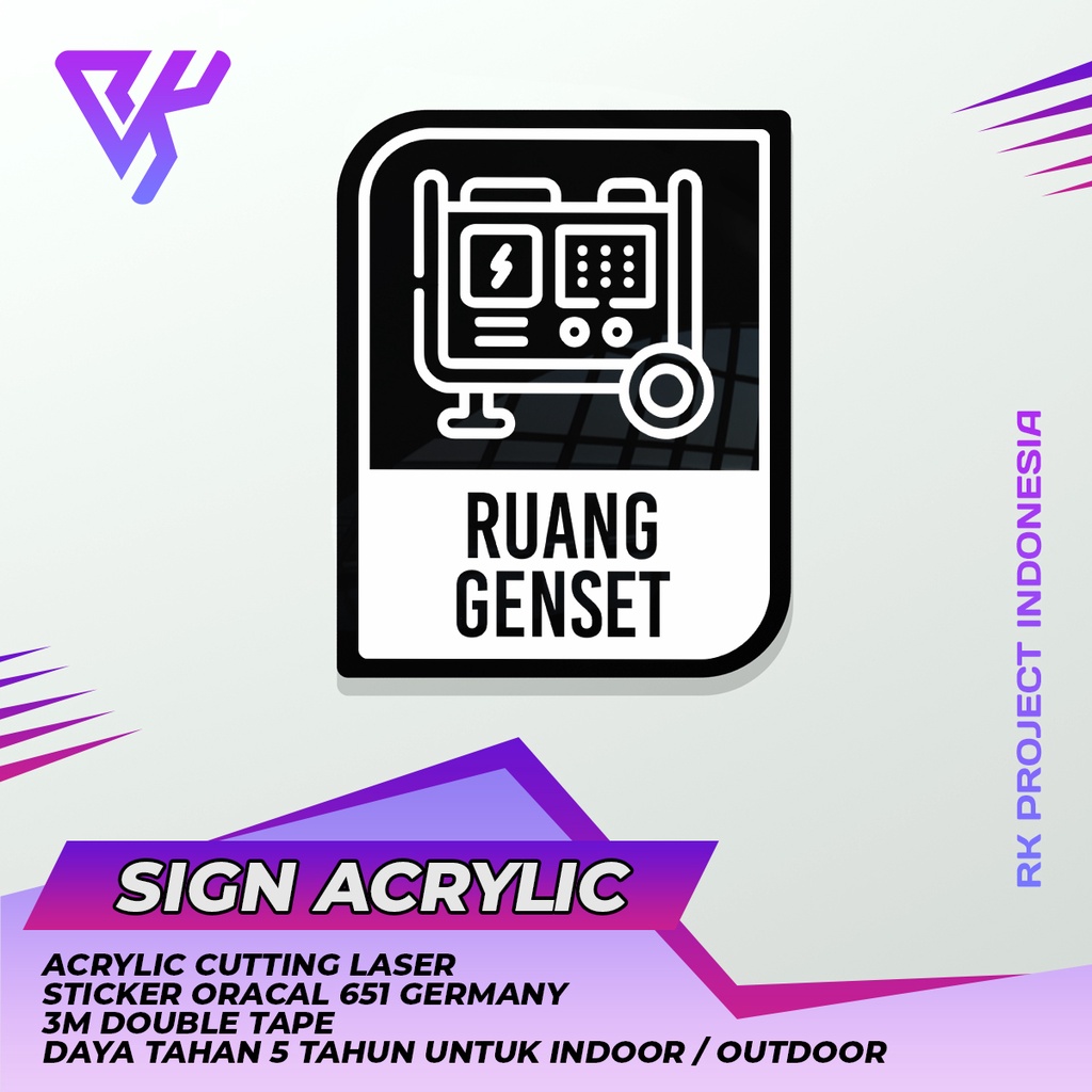 RUANG GENSET PAPAN INFORMASI SIGN BOARD AKRILIK