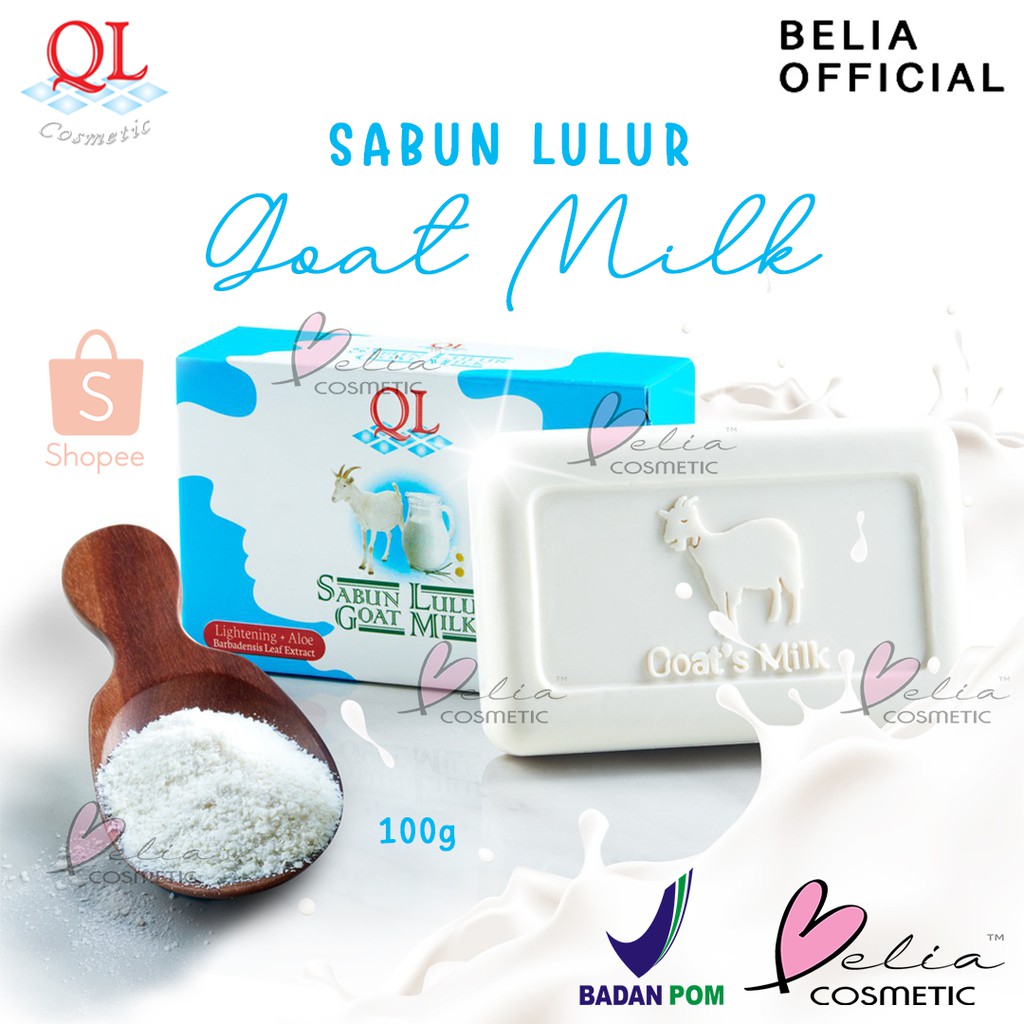 ❤ BELIA ❤ QL Cosmetic Sabun Lulur Goat Milk | Sabun Putih 100g ✔️BPOM