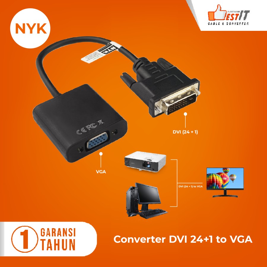 Kabel Converter DVI 24+1 to VGA Adapter NYK Original