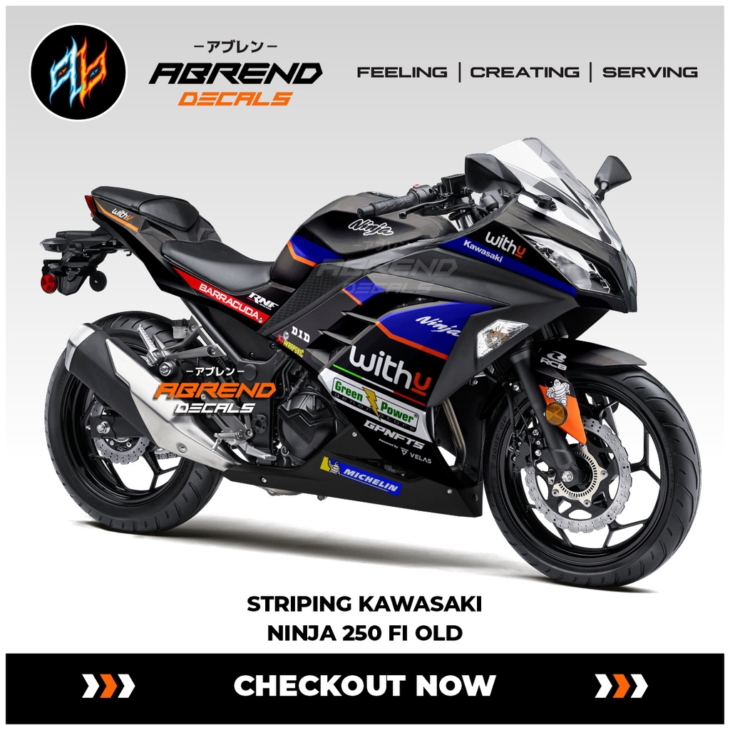 Striping Ninja 250 Fi Livery RNF Withu / Stiker Motor Kawasaki Ninja Fi / Stock Decals