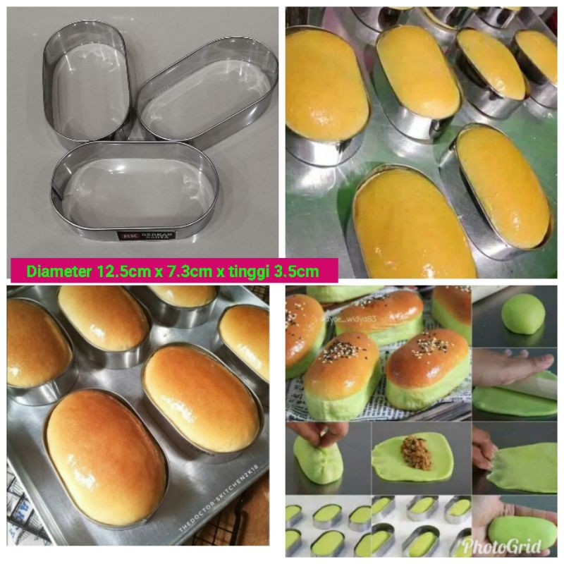 

Ring Cutter Roti Oval stainless steel 12.5cm x 7.3cm x tinggi 3.5cm/Ring Roti Hot Dog