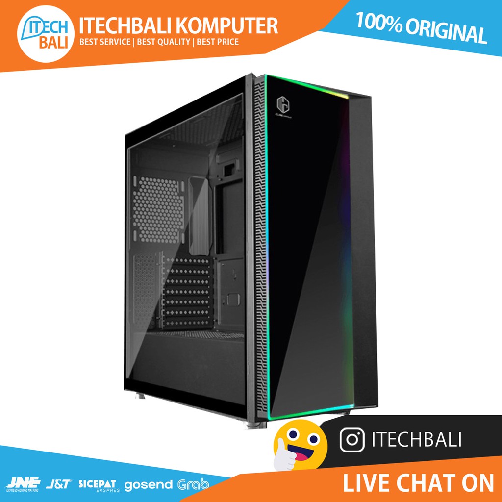 Casing CUBE GAMING CRUZ - Black Side Tempered Glass | ITECHBALI