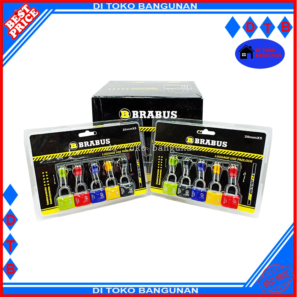 Gembok Koper Brabus - Gembok Mini - Gembok Kecil 1 Set 5 Pcs