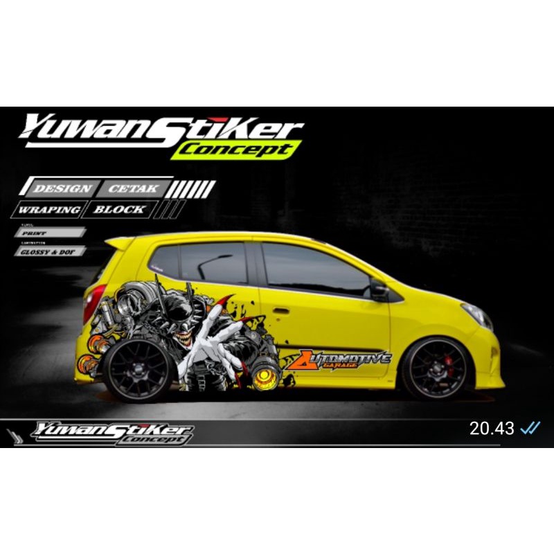 decal mobil  ayla jazz dapat 2 sisi