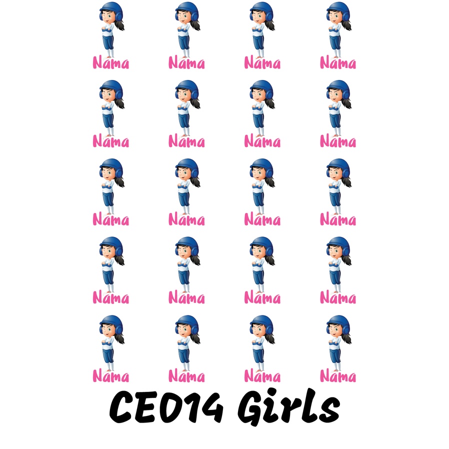 

Sticker Nama Cutting Label Waterproof Tahan Air Girls Sport 14 (CE014)