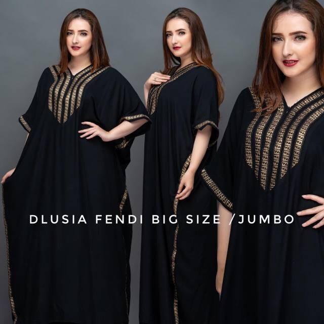 Daster Arab Dlusia Fendi Big Size Daster Kelelawar / Kaftan Busui Bahan Rayon Super Halus Tidak Nerawang LD 140cm PB 140cm  Muat BB 100kg