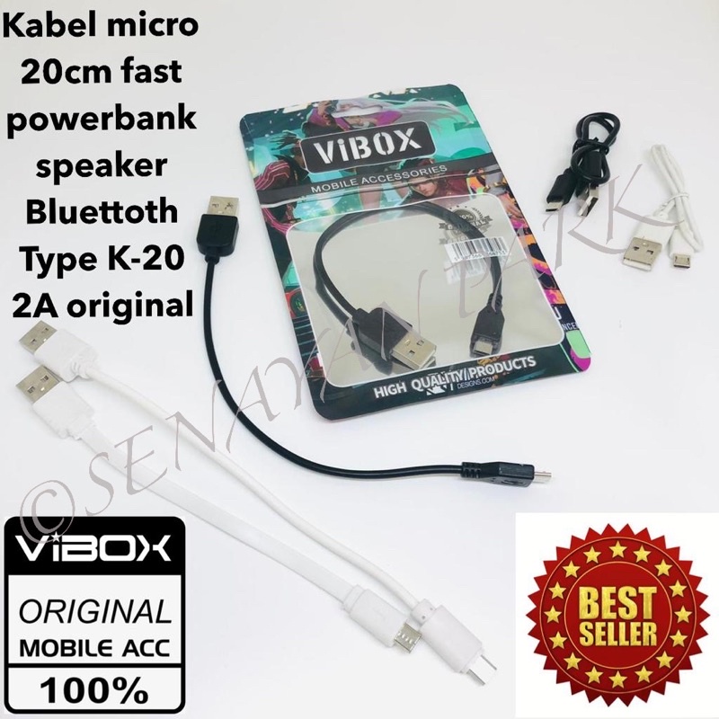 KABEL MICRO 20CM TYPE K-20 POWERBANK SPEAKER KABEL CHARGER POWERBANK SPEAKER 20CM