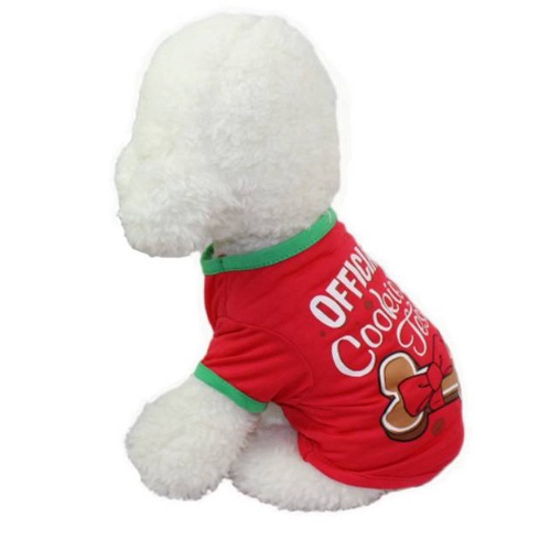 Pet Clothes Pet Tshirt Tema Natal Official Cookie Tester Untuk Anjing dan Kucing