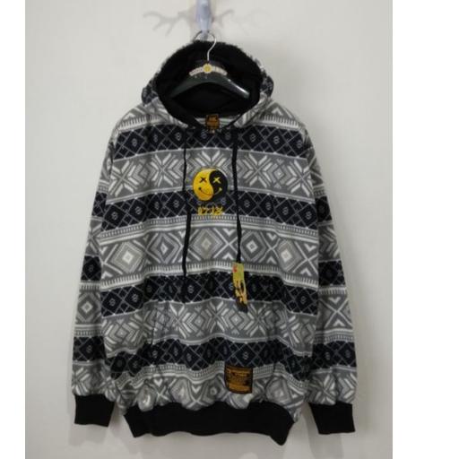 Tidak Diragukan.. SWEATER HOODIE PRIA SALUR BATIK ABU ORIGINAL GOOD MORNING / SWEATER PRIA / HOODIE 