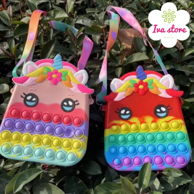 TAS ANAK POPIT JELLY / TAS POP IT ANAK SELEMPANG UNICORN JUMBO