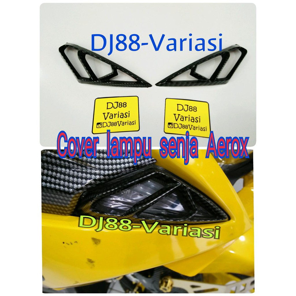 Cover lampu senja depan aerox 155 carbon tutup lampu depan variasi aerox 155