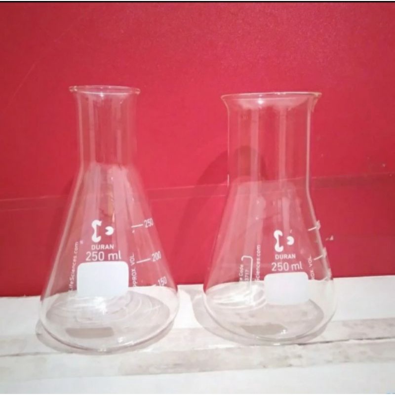 Erlenmeyer  250ML, Wide Neck. Duran. Erlenmeyer  Mulut Lebar 250ML Duran.