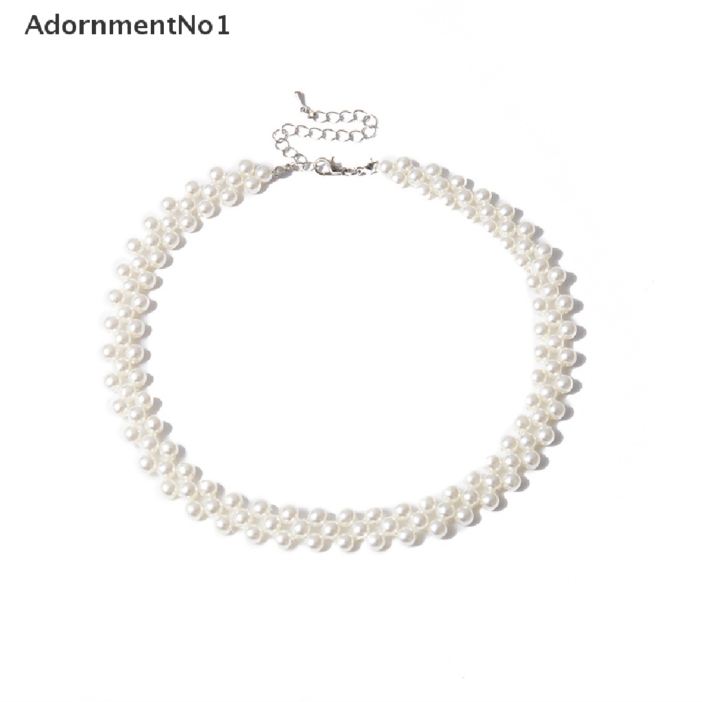 (AdornmentNo1) Kalung Choker Gaya Etnik Bohemia Aksen Mutiara Imitasi Untuk Perhiasan Wanita