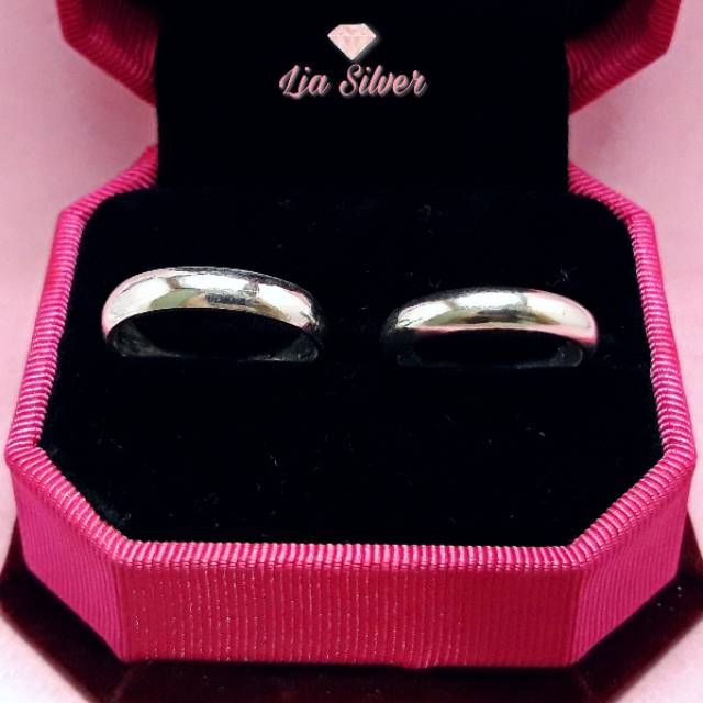 Cincin Ring Couple SILVER 925 - Perak Lapis Emas Putih