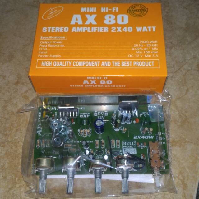 Kit power amply speker aktif 40 watt, ax 80