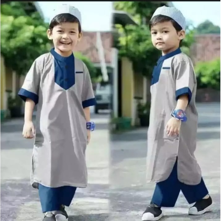 Baju Koko Anak Laki Laki Model Pakistan Terbaru 2021 Bonus Peci / Kurta / Baju Setelan / Baju Taqwa 
