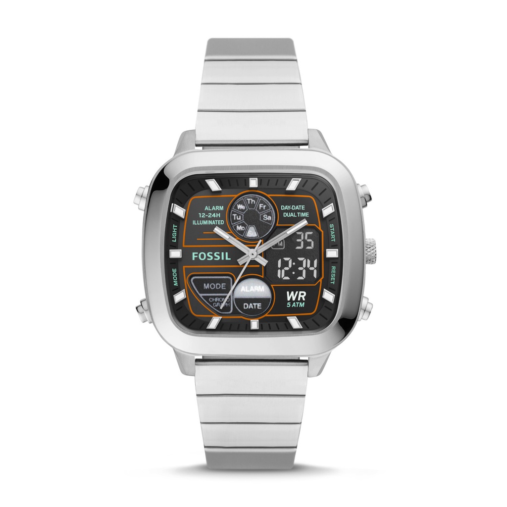 Fossil Retro Analog-Digital Stainless Steel Jam Pria - FS5890