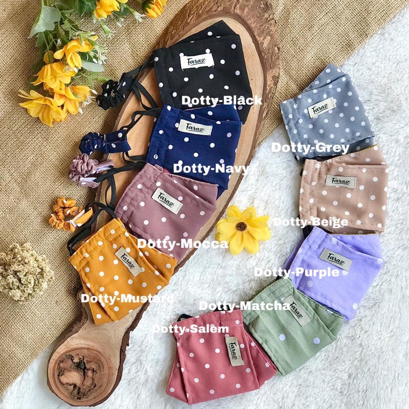 Masker 3D polkadot - masker free konektor - Masker hijab polkadot - masker3d hijab by FARAZ