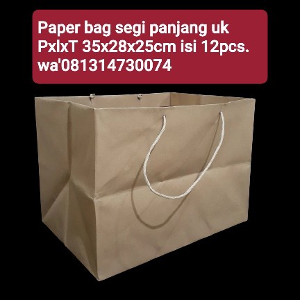 

✨ BISA COD ✨ paper bag besar ukuran PxLxT= 35x28x i25cm @12pcs