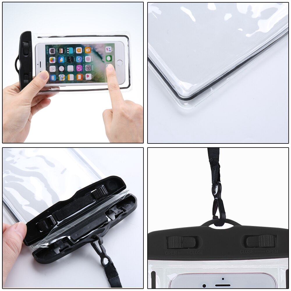 Spot touch screen Klip Telepon Tas Anti Air outdoor pvc Transparan phone case Tahan Air