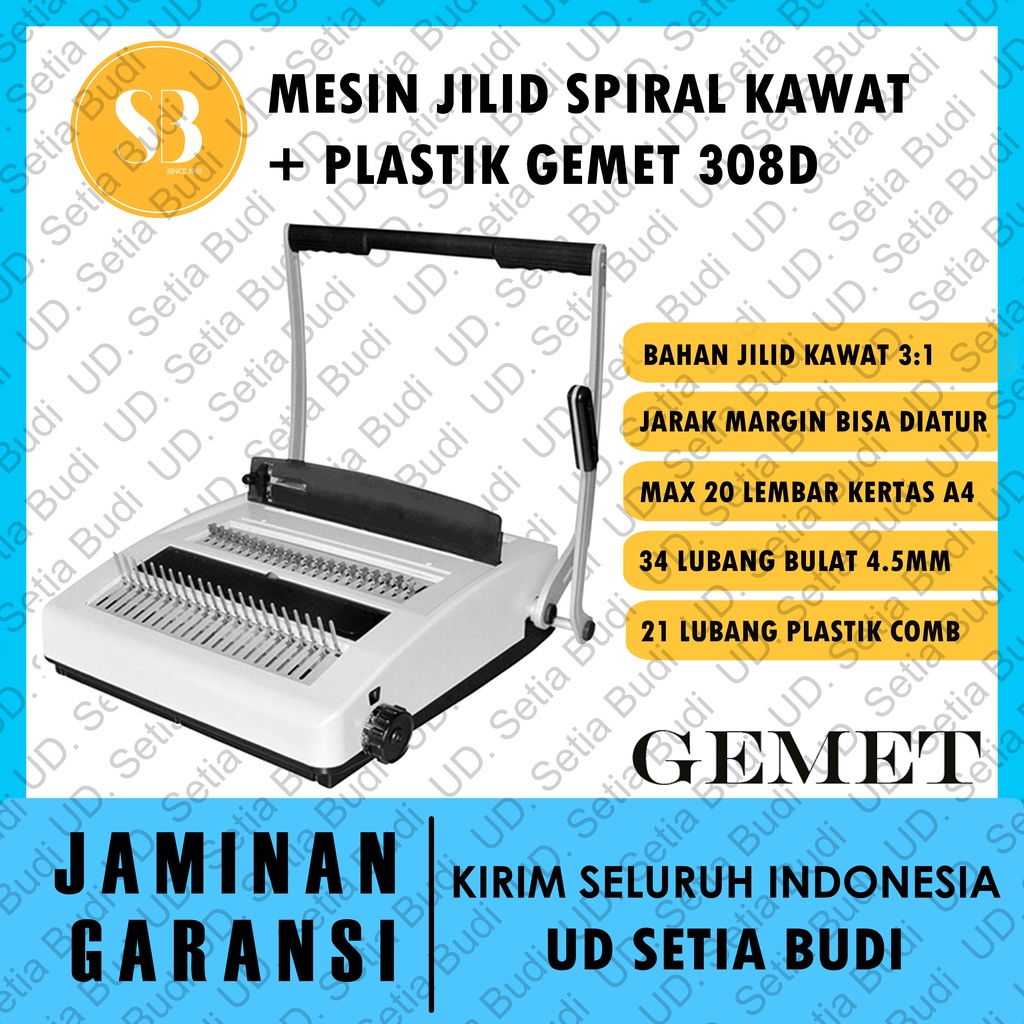 Mesin Jilid Spiral Kawat dan Plastik GEMET 308D Asli dan Bergaransi