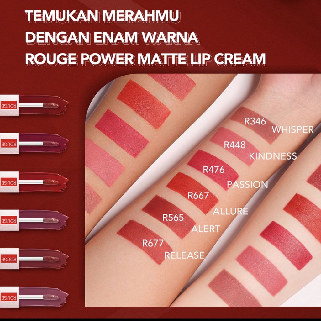 YOU Rouge Power Matte Lip Cream Matte Finish, Tahan Lama, Nourishing, with Manuka Honey