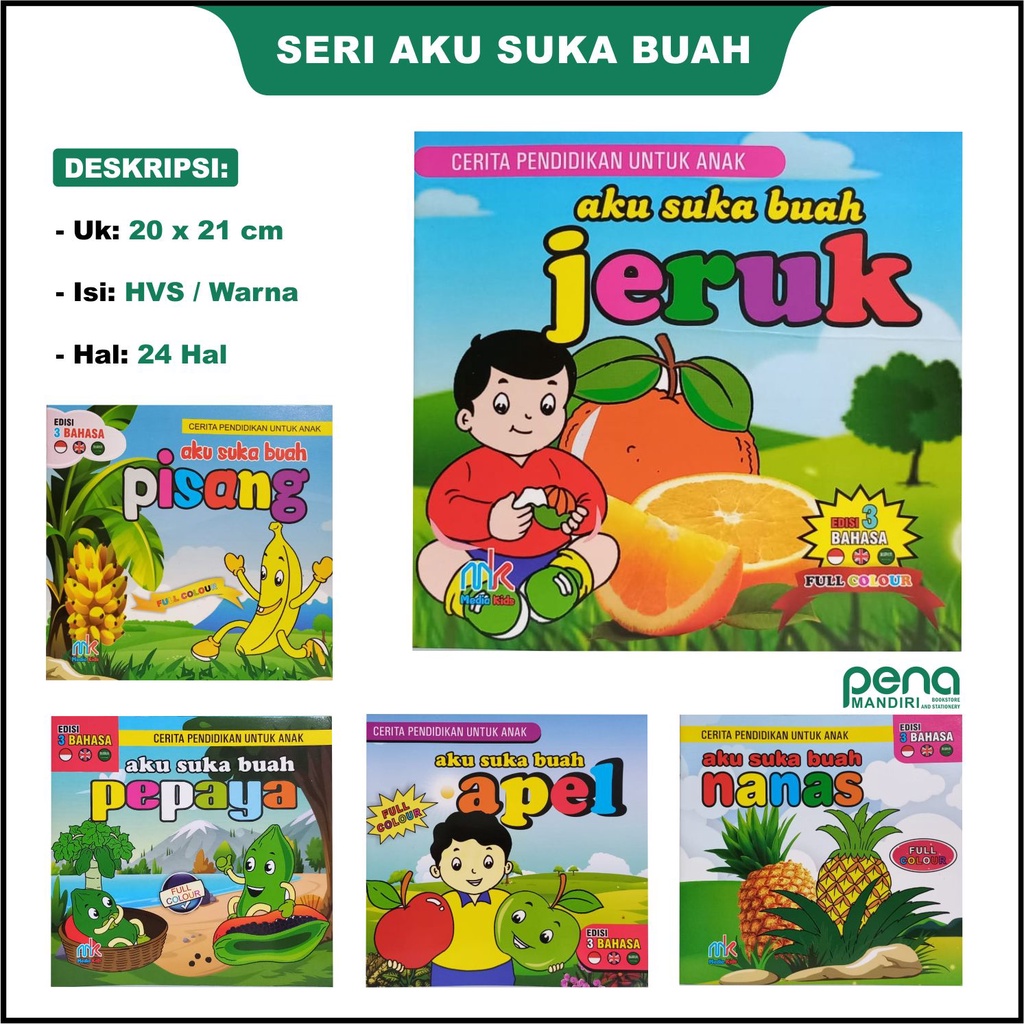 Buku Cerita Pendidikan Untuk Anak Seri Aku Suka Buah - Mengenal Buah / Mengenal Sayur