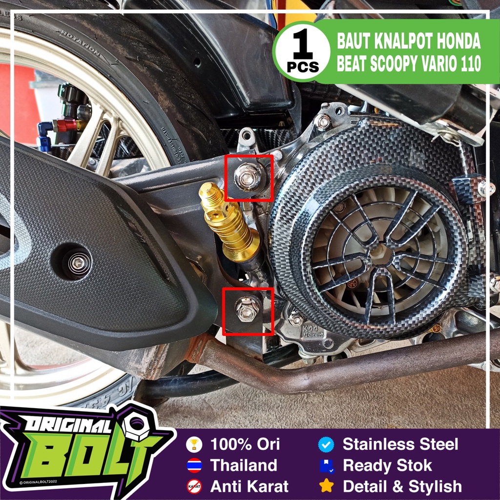 [1 Pcs] Baut Dudukan Knalpot Probolt Heng Thailand All New Scoopy 2021 Beat 2020 Genio Spacy Vario 1