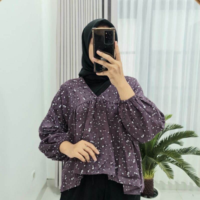 SESA BLOUSE MOTIF BUNGA MODEL VINTAGE