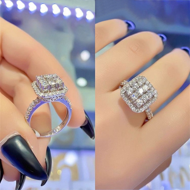 Cincin Cubic Zirconia Bling Untuk Wanita