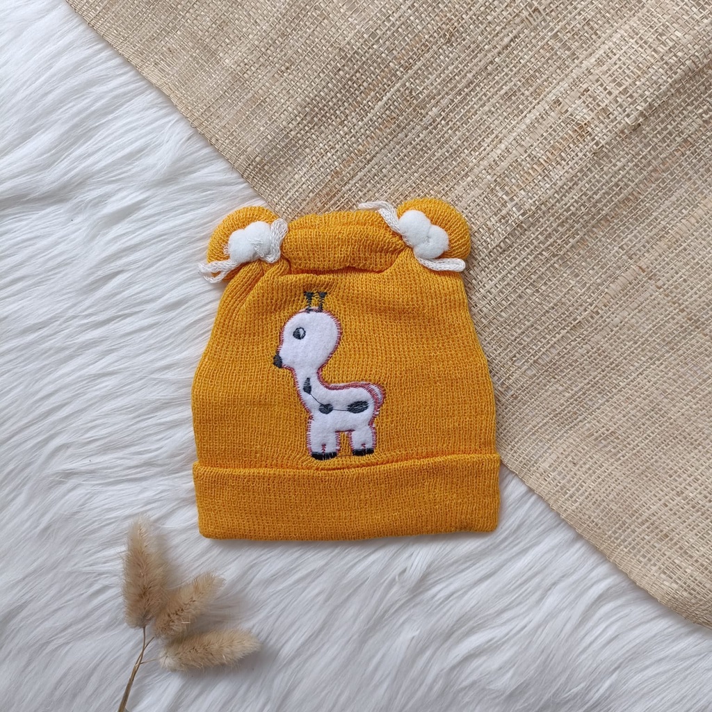 Topi kupluk ciput bayi 0-6 bulan motif giraffe