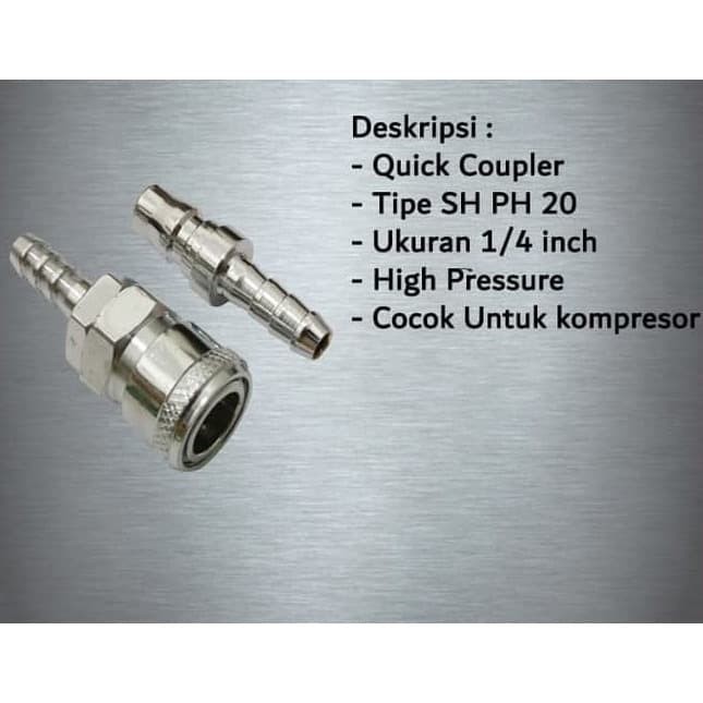 Sambungan Kompresor Quick Coupler Set SH20 - PH20 1/4 Inch