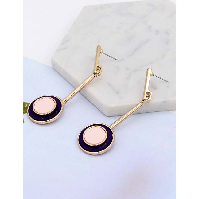 LRC Anting Tusuk Fashion Color Resin Acrylic Round Earrings F69847