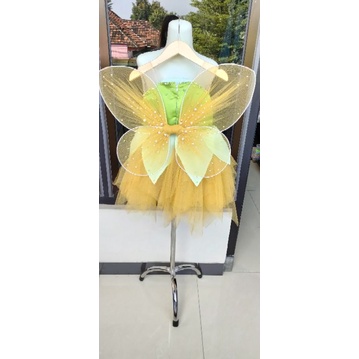 GAUN ANAK TINKERBELL DAN SAYAP TINKERBELL (COCOK BUAT ULANG TAHUN/PARTY/HADIAH)