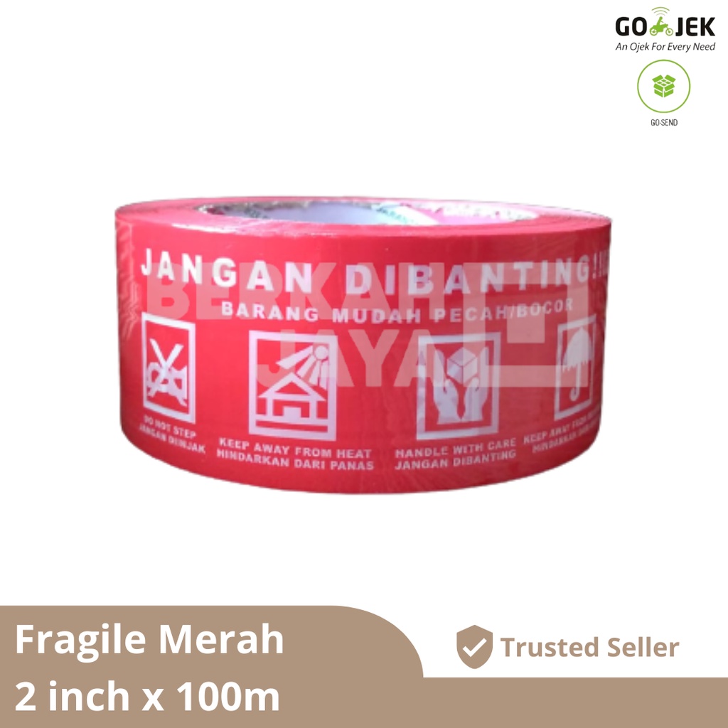 

LAKBAN/ TAPE/ ISOLASI DAIMARU FRAGILE MERAH JANGAN DIBANTING 2 INCH X 100 M (Lakban DM Fragile Merah 100m)