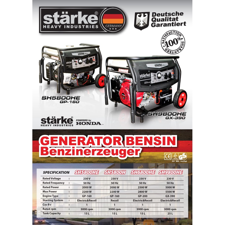 Genset HONDA STARKE 5000Watt SH9800HE 4T/ Generator SH 9800 HE STARKE 5000W - Genset Power Generator Bensin