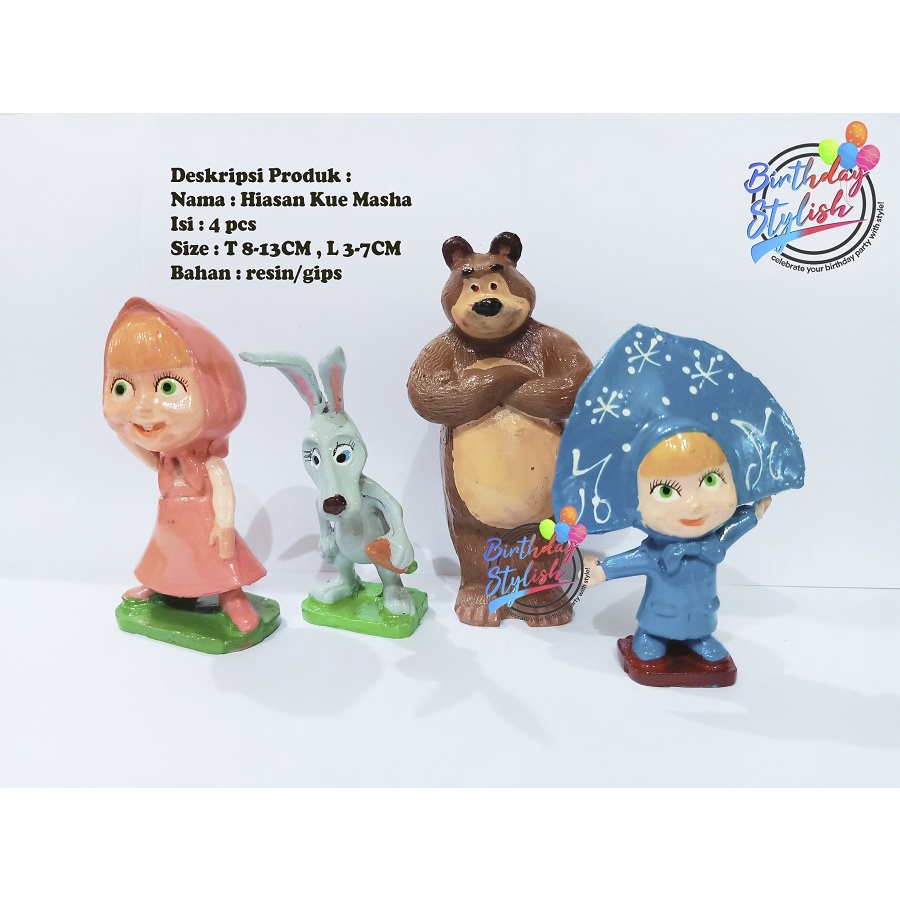 Jual Topper Kue Masha and the Bear/ Hiasan Kue Masha Bear Beruang isi