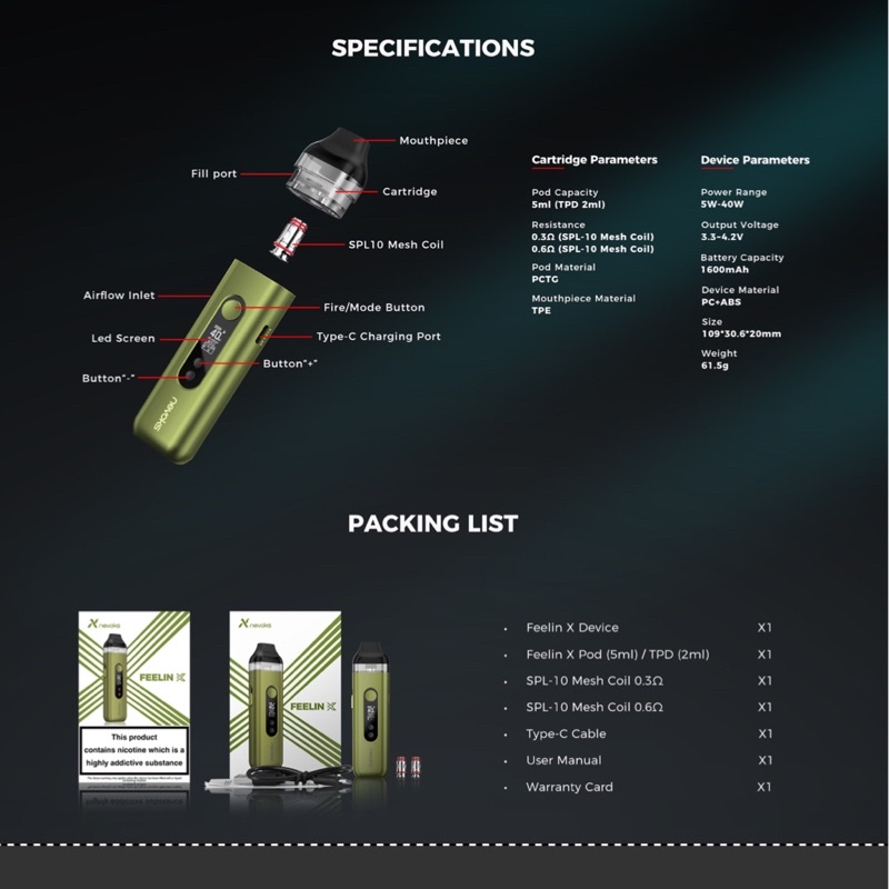 NEVOKS Feelin X Pod Kit 40W 1600mAh