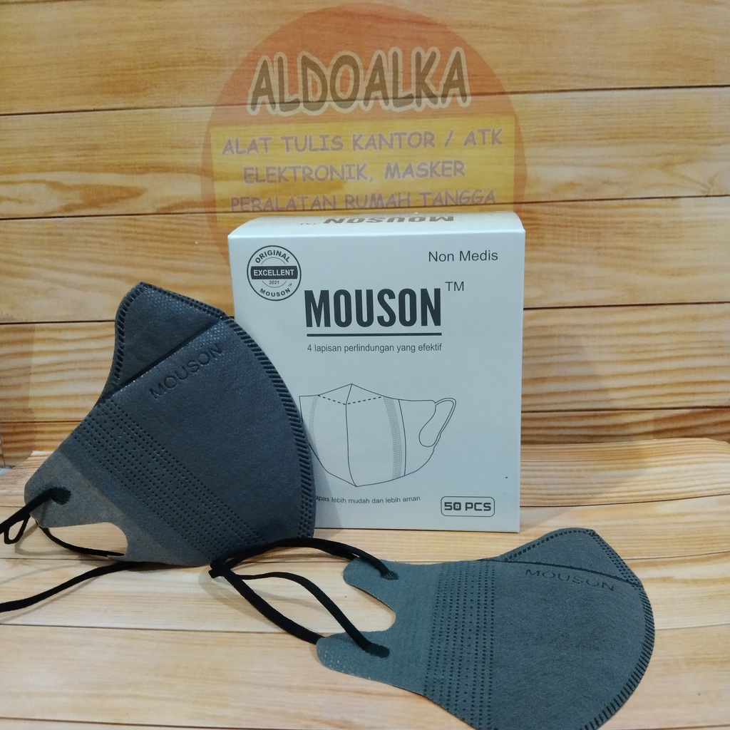 Masker Duckbill garis 4ply Mouson embos per box isi 50pcs