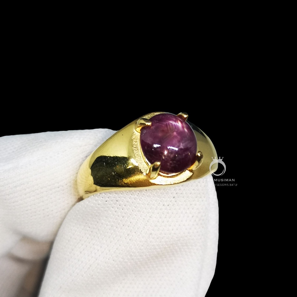 [Bayar di Tempat] CINCIN PRIA BATU RUBY STAR BLACK TITANIUM