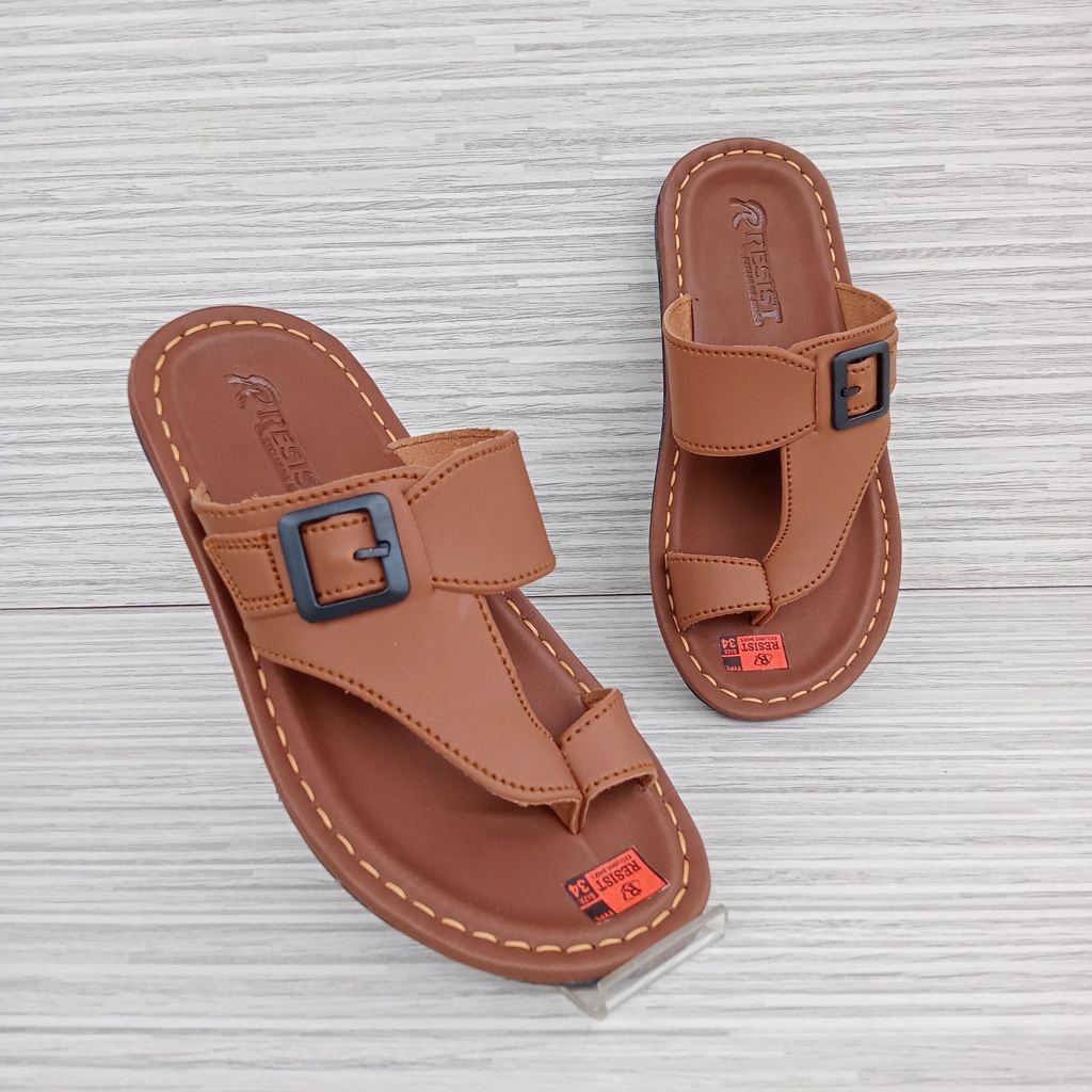sandal kulit anak laki laki merek resist model jepit jempol sandal anak cowok kulit sapi asli untuk 