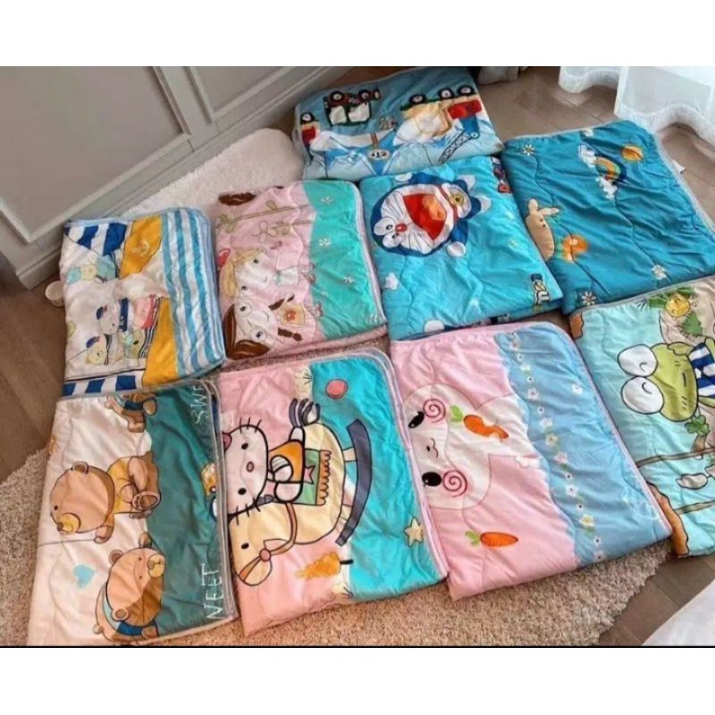 bedcover selimut karakter anak bahan katun lembut