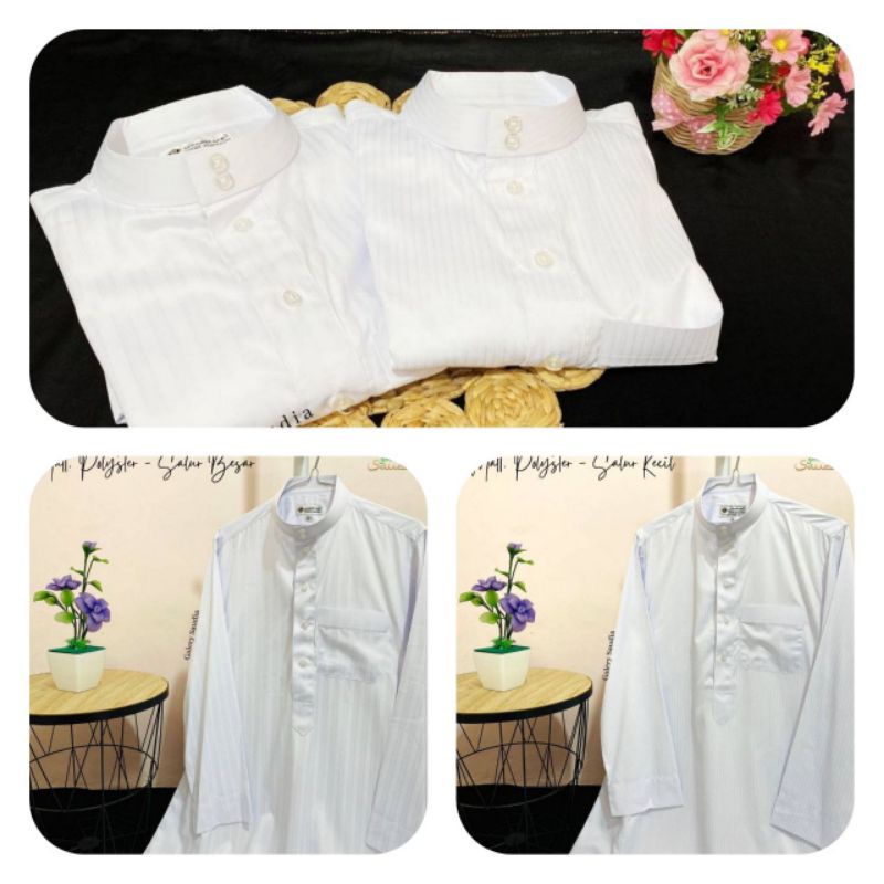 Jubah Thobe Almadini Putih&Hitam Polos/Salur