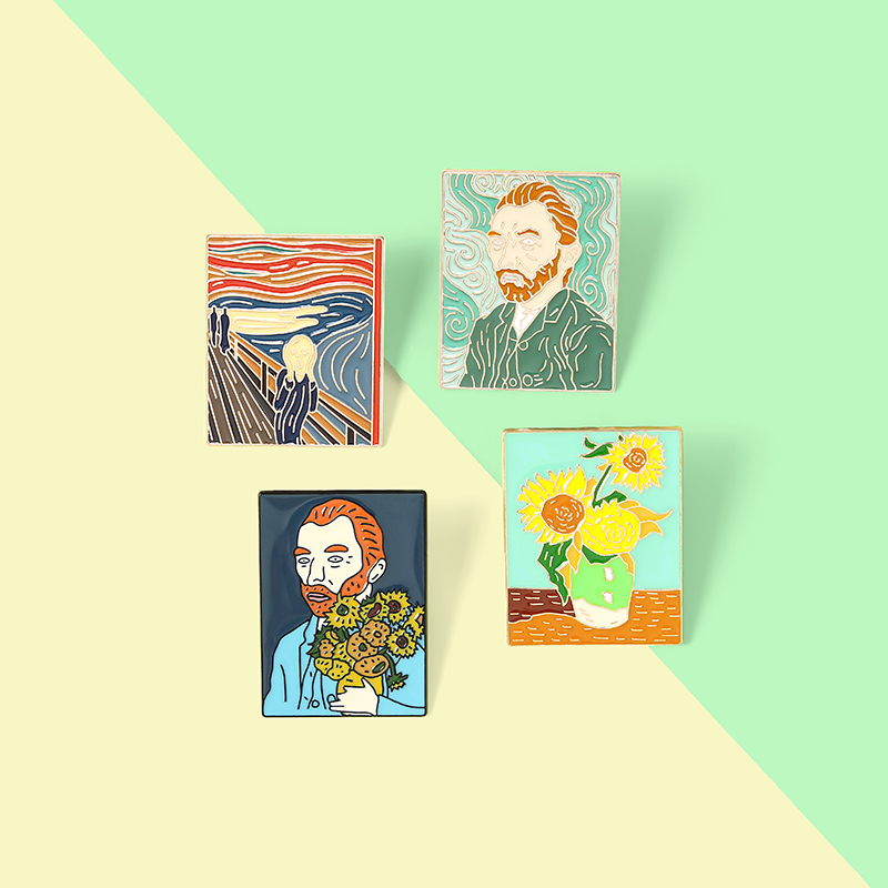 Bros Pin Desain Lukisan Minyak Bunga Matahari Van Gogh Untuk Hadiah Teman