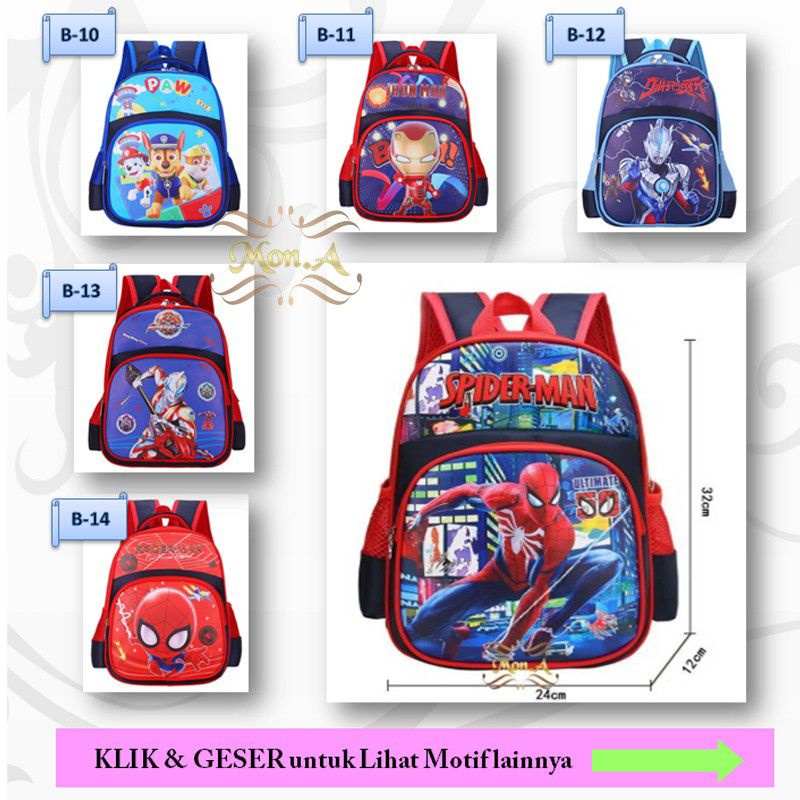 ETALASE W/TAS SEKOLAH PAUD/TAS ANAK TK/TAS ANAK IMPORT MODEL TERBARU BAHAN WATERPROOF/TAS IMPORT/TAS PAUD/TAS PG/TAS ANAK SEKOLAH MODEL BARU/TAS IMPORT TK/TAS ANAK PAUD TK SPIDERMAN CAPTAIN AMERIKA BATMAN SUPERMAN  PAW PATROL ULTRAMAN IRON MAN IMPORT BARU