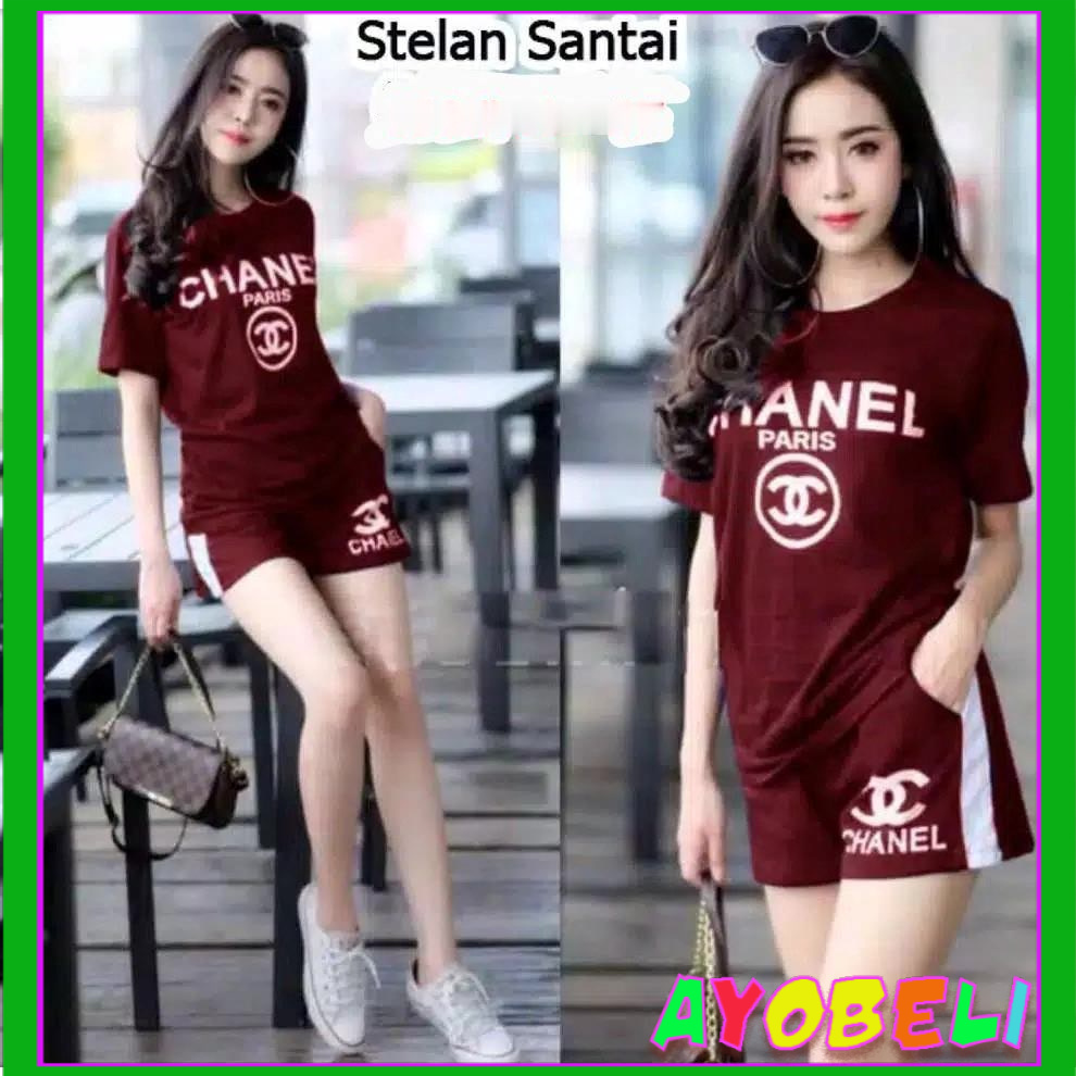 AYOBELI  SET CHANEL / SETELAN WANITA CELANA PENDEK / SET SANTAI