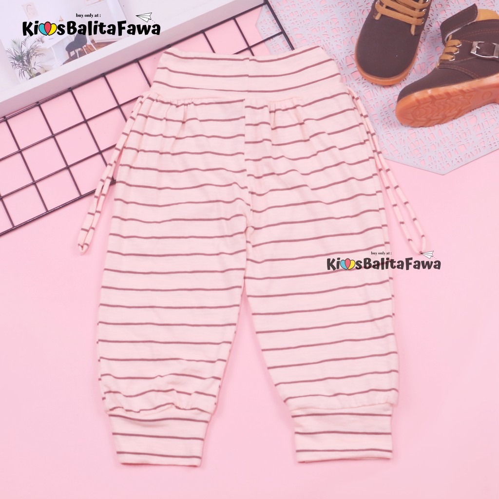 Aladin Salur Uk.5-6 Tahun / Celana Panjang Anak Perempuan Pants Bahan Kaos Salur Murah Adem